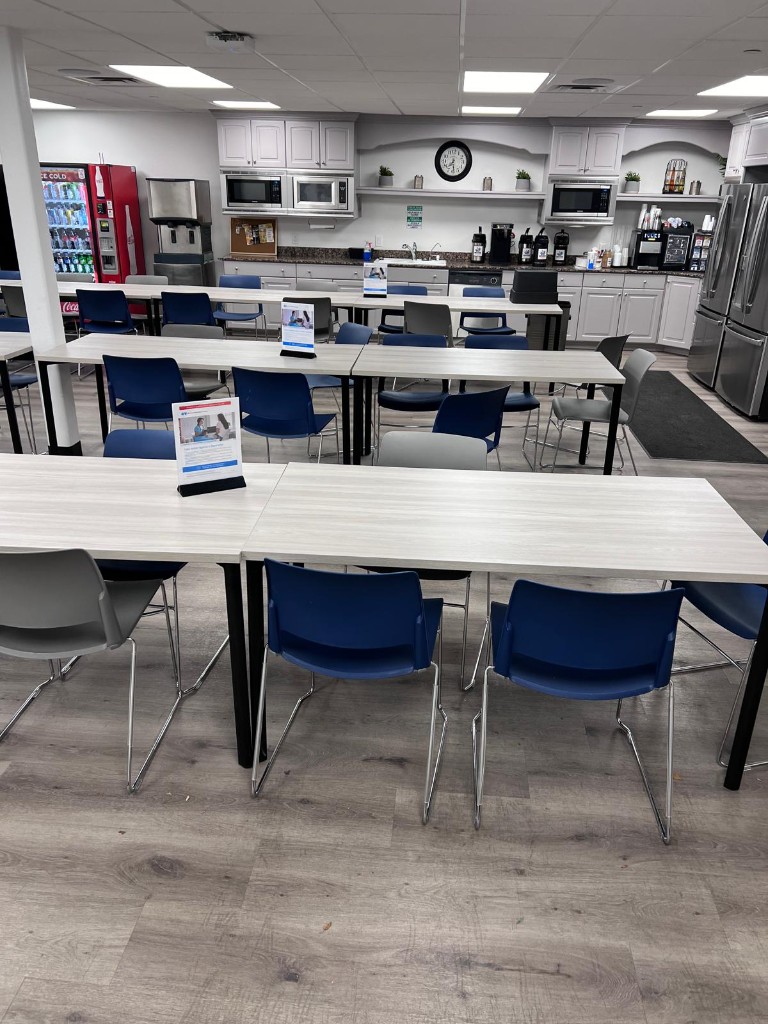 Commercial breakroom and common area before service — no people. Photo 3 of 12.