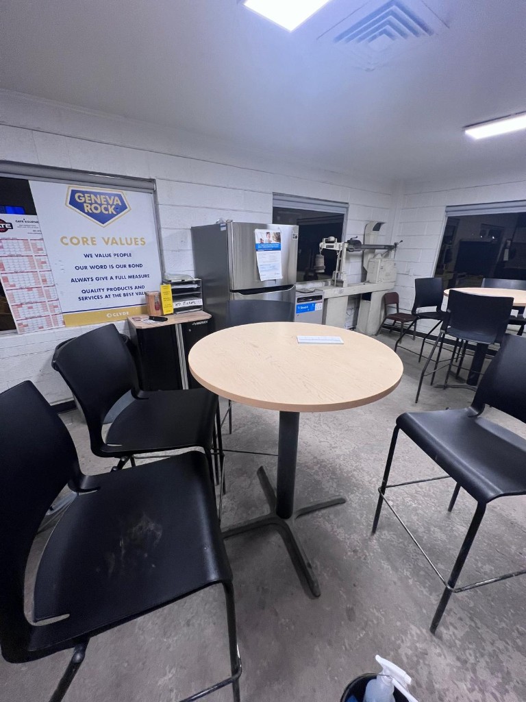 Industrial breakroom and common area before service — no people. Photo 2 of 4.